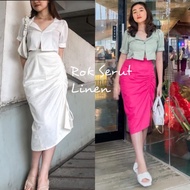 Promo Rok Serut Linen Midi Skirt Limited