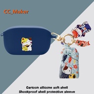 For JBL Wave Buds Case Cartoon Cat Plush Cinderella Keychain Pendant JBL Wave100 TWS Silicone Soft C