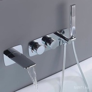 Cross-Border Set Faucet Brushed Gold Concealed Wall Shower Faucet Copper Gun Gray Concealed Bathtub 