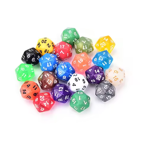 1PC High Quality Colorful D20 Dice Set Opaque effect, DND 20 side Digital number 1-20 for Rpg Game D