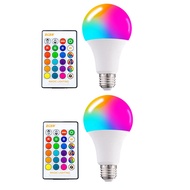 P.K.YO-Color Changing Light Bulb with Remote 16 Color Multicolor RGB Flood Light 15W E27 Dimmable LE