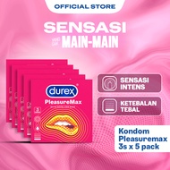Durex Pleasuremax Kondom Bergerigi Kondom Aman Pria 3s (5 pcs) - Condom with Special Lubricant