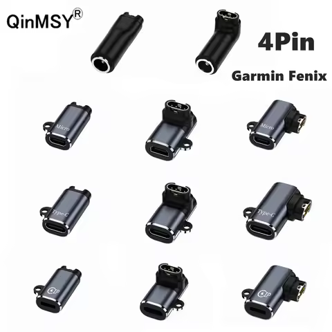 USB C Micro to 4pin Charging Adapter for Garmin Fenix 5/5X/6 Forerunner 45/45S/245/245M/935 Smart Wa