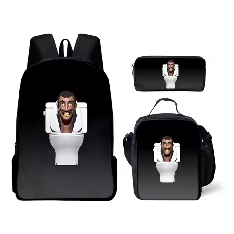 Backpack Laptop Daypack Classic Popular Novelty skibidi toilet 3D Print 3pcs/Set pupil School Bags L