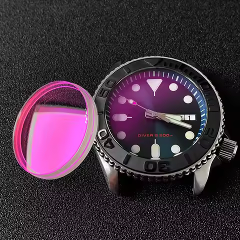 Double dome with Slotted edge Sapphire glass Slopping Ceramic Bezel set replace Parts For Seiko SKX0