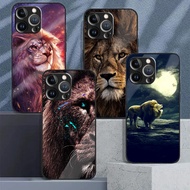 lion 02 Tempered Glass Phone Case For IPhone 15 14 13 12 11 Pro XS Max Plus Mini X XR 8 7 6s SE2/3 C
