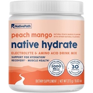 NativePath Native Hydrate, Zero Sugar, Electrolytes Powder with BCAAs, Peach Mango Hydration, Keto &