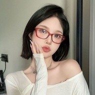 Reading Glasses Women Red Frame Fashion Small Frame Glasses Women Retro Ultra-Light Red Plain Glasse