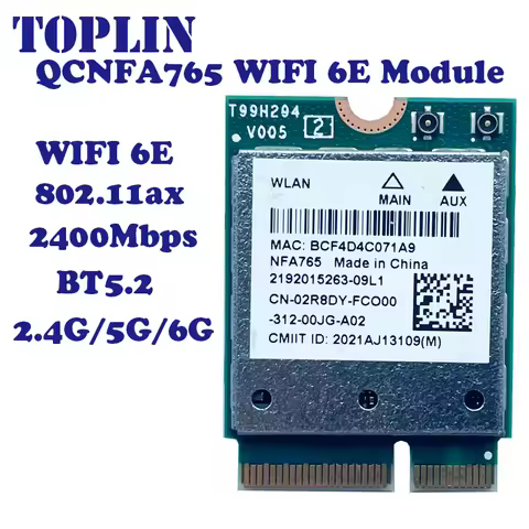 QCNFA765 NFA765 M2 Key E Wi-Fi 6 BT 5.3 M.2 NGFF Module wifi network card NFA765A 802.11ac/ax 2.4G/5