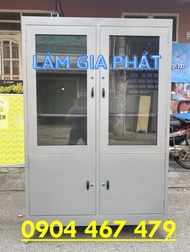 Tủ hồ sơ văn phòng tủ sắt có kiếng 1m2x1m8 cỡ lớn mẫu sơn dầu 2 lớp giá tốt