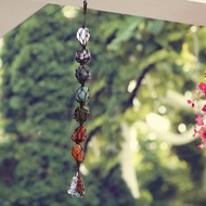 yekastore 7 Colors Chakra Stones  Healing Crystals Natural Crystal Car Hanging Gemstones Pendant Dec