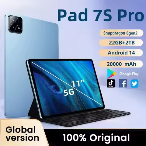 Original Pad 7s Pro Tablet 11'' Android 14 Tab 5G Dual SIM 22GB+2TB 20000mAh WIFI HD Screen Children
