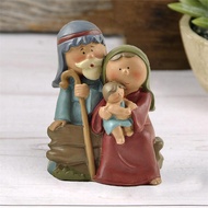 [PH Special] Colorful Cartoon Resin Holy Family Nativity Set (6.3cm) - Catholic Christmas Decor for 