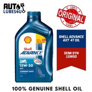 4T SHELL AX7 10W-40 / 15W-50 ENGINE OIL MINYAK 1LITRE API SM JASO MA2 SYNTHETIC BASED