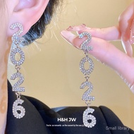 Shining Angel Silver Needle Diamond Number 2026 Tassel Earrings