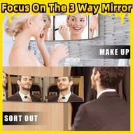 [Focus On The 3 Way Mirror]3 Way Mirror Anti-Shatter Design - Matte Surface & Easy Installation (Sin