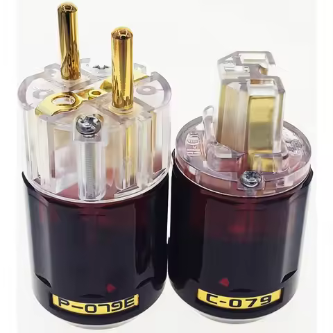 Oyaide C-079 P-079e Schuko Europe EU Power Plug 24k Gold Plated IEC Audio Connector Female-Male audi
