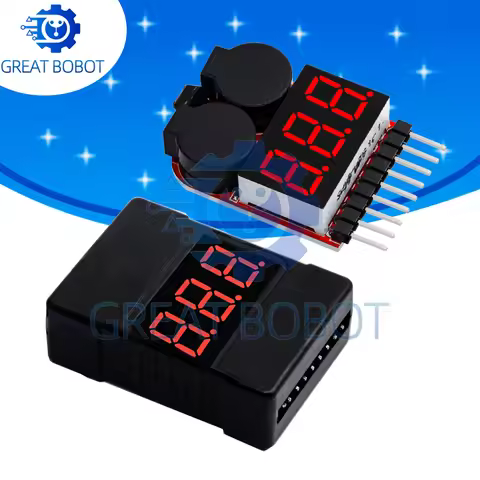 BS F00872 Lipo Battery Voltage Tester Volt Meter Indicator Checker Dual Speaker 1S-8S Low Voltage Bu