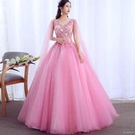 wedding dress for ninang✎Colorful yarn wedding dress 2019 new studio theme performance long elegant