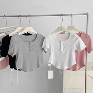 A27 Women's 3KHUY maternity t-shirt with U neck, short-sleeved crop top, size under 53kg