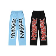 < Xiaojia Trendy > American Style Rhinestone Font Cotton Pants