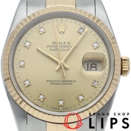 勞力士 Datejust 男士腕錶 10P 鑲鑽 Datejust 男士腕錶 16233G(X) 帶原裝盒、保固卡 K18YG/SS 男士腕錶顏色1991 年 成色極佳 [二手]