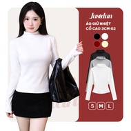 JUSTDUN G2 Long Sleeve Thermal Women's Bodycon T-Shirt – 3cm High Collar, Thick, Smooth Velvet, Stre