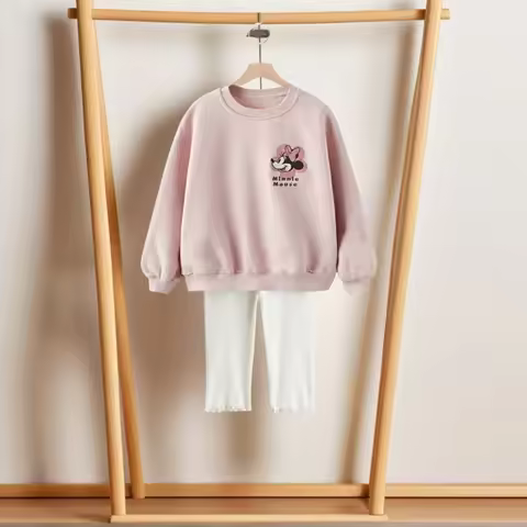 Disney Minnie Baby Girls 2 Piece Set Autumn Clothing Popular Brand Kids O-neck Hoodie + Leggings Chi