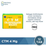 CTM 4 Mg 12 Tablet Obat Alergi Rhinitis Gatal Gatal dan Biduran