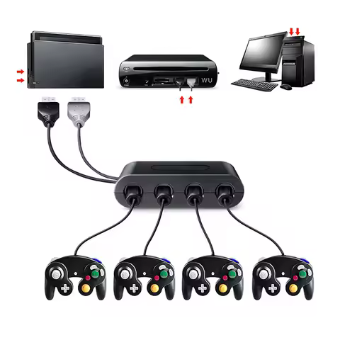 4 Ports Game Converter for GameCube GC Controller USB Adapter for Nintend Switch NGC/Wii u/PC Star F