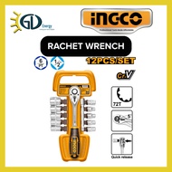 INGCO 10PCS/Set DR. 1/4 INCHES 1/2inches CR-V Socket Wrench Ratchet Spanner Set