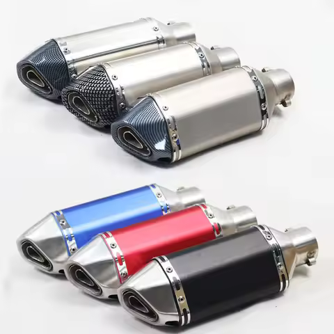 carbon Fiber 31CM Motorcycle Short Exhaust Fake Silver Muffler Pipe DB Killer Escape Moto For ninja 