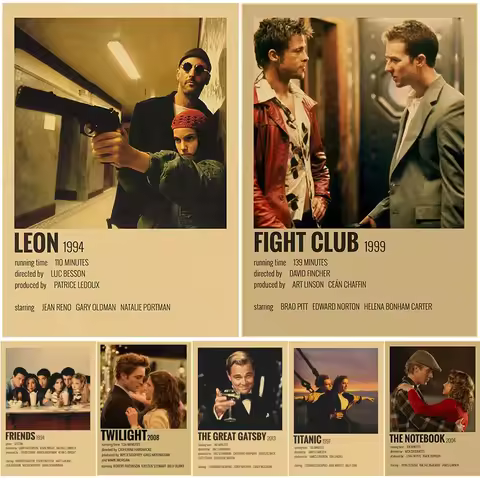Retro Classic Movie TV Collection Poster - Leon Titanic Fight Club Nostalgia Prints Art Wall Decor f