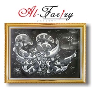 Lukisan Ikan Koi Fengshui 9 Ekor Unik Minimalis Kanvas Ukuran 60x90 cm