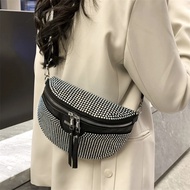 Rhinestone Waist Belt Bag Women Messenger Bags Fashion Female Sling Waist Pack Casual Simple Bling F