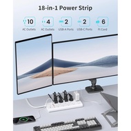 Surge Protector Power Strip Outlet Extender with 14 Outlets and 4 USB Ports (2 USB C), 6 Ft Flat Plu