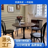 Walnut Vintage Round Table for Home Use[]Tulip Round Small Apartment In-Stock Nordic Dining Table So