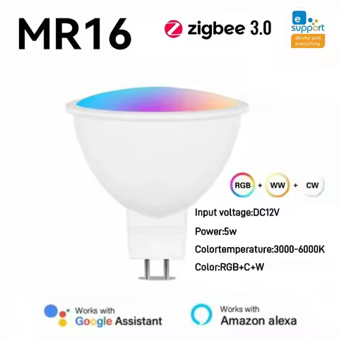 eWelink Zigbee MR16//GU5.3/5W Smart Bulb Dimmable Led Light RGB C+W Colors Candle Lamp Voice Control