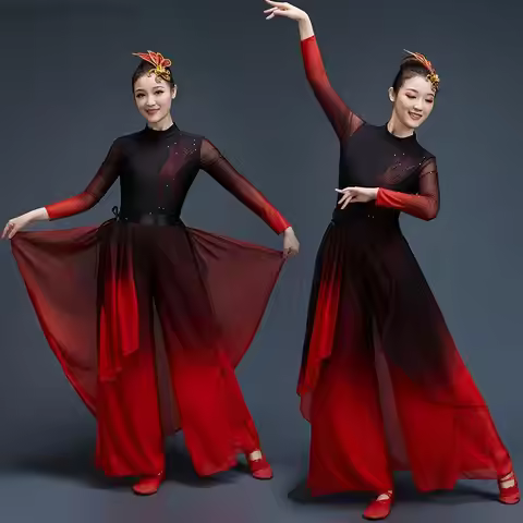 Chinese Classical Yangko Square Dance Costume Traditional Folk Yangge Drum Team Stage Performance Cl