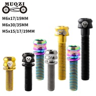 MUQZI Bike Titanium Screws Stem Screw Headset Top Cap Bolt Bicycle Brake Caliper Screw M5x15 17 19MM M6x17 19 30 35MM