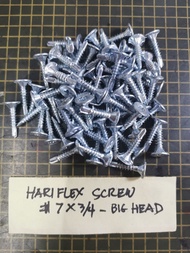 500PCS HARDIFLEX SCREW #7 X 3/4 BIG HEAD (in silver or gold variant)