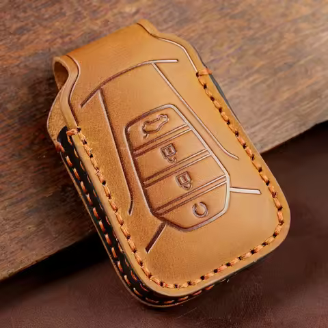 1pc Leather Car Remote Key Case Cover Shell For Isuzu D-MAX MUX Truck DMAX 2021 Keychain Accessories
