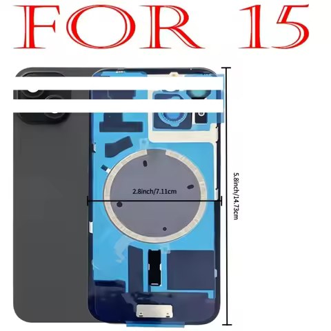 1PCS Battery Back Door Glass Cover Replacement for Iphone 15/15 Plus Back Glass Replacement Part wit