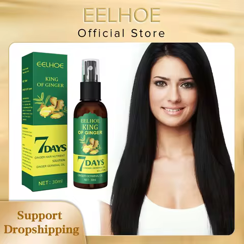 EELHOE Hair Growth Spray 7 Day Ginger Serum Scalp Damaged Treatement Prevent Hair Loss Effective Fas