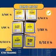 (PER BOX) Blind Rivets 1/8x1/2 - 5/32x1/2 3/16X1/2 1/8x3/4 5/32x3/4 3/16x3/4