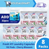 Fresh HY 4-in-1 Laundry Capsules 24pcs x 8 Refill Packs (Lavender / Cherry / Rose)