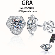 【 GRA Certificate Attached 】 2ct Moissanite Earrings, s925 Pure Silver Plated Platinum Fashion Camel