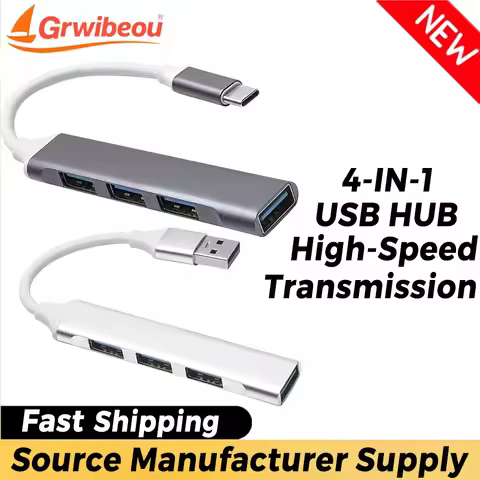 4 in 1 USB HUB USB-C HUB 4 Ports USB 3.0/2.0 Adapter PD SD TF for Macbook Air M1 IPad Pro RJ45 Compu