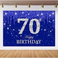 6x4ft Diamond Blue Silver Birthday Photography Background for 20th 30th 40th 50th 60th Birthday Part