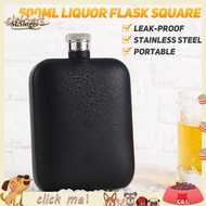 SGW_ 5 Ounces Liquor Flask Square Leak-proof Portable Stainless Steel Black Pocket Flask for Outdoor